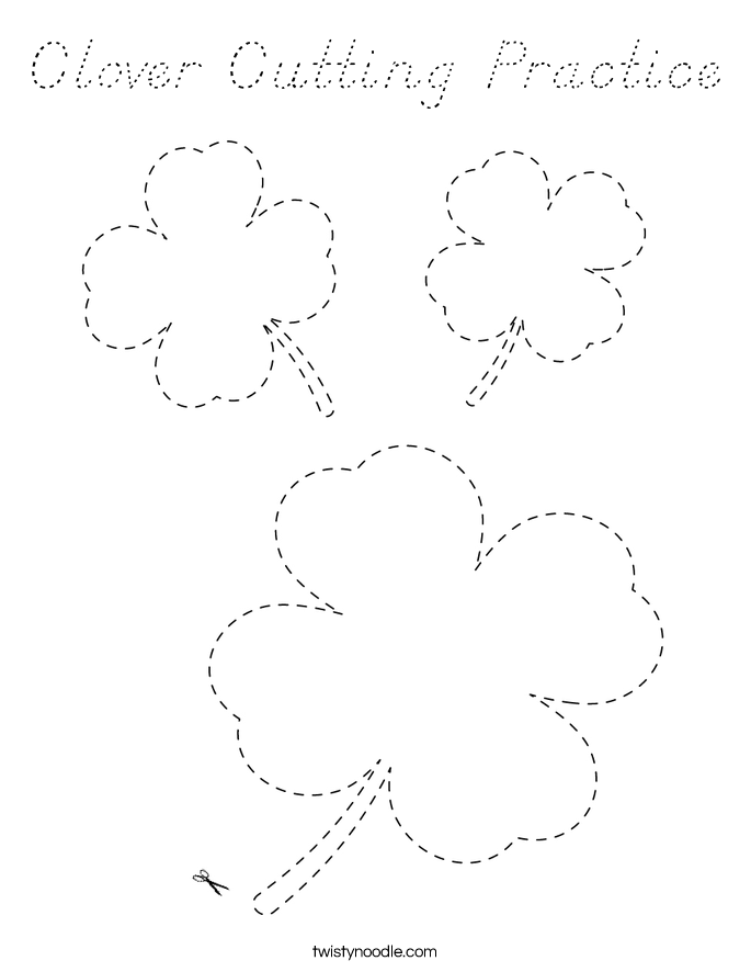 Clover Cutting Practice Coloring Page