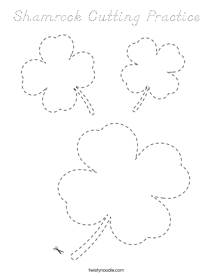 Shamrock Cutting Practice Coloring Page
