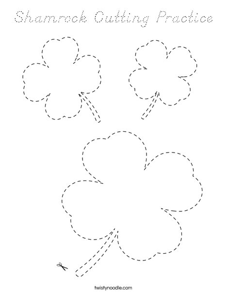 Shamrock Cutting Practice Coloring Page