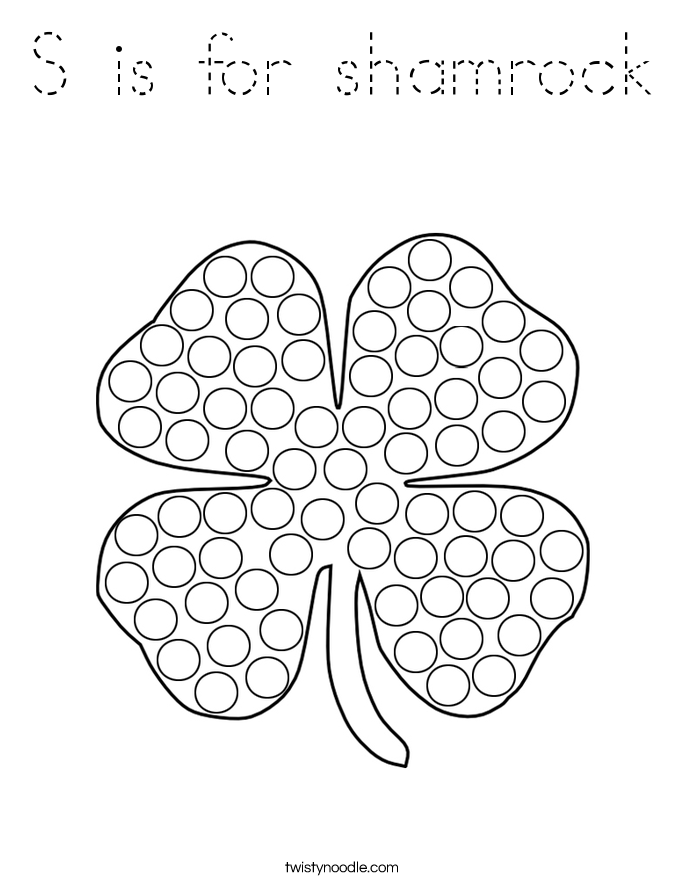 S is for shamrock Coloring Page