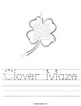 Clover Maze Worksheet