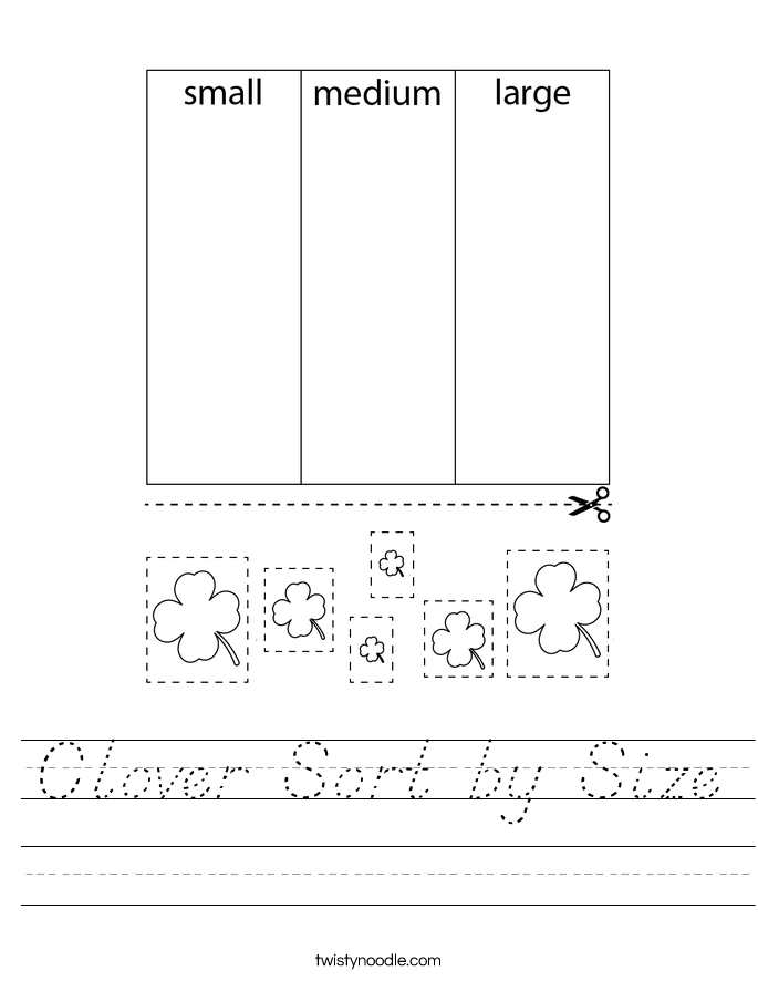 Clover Sort by Size Worksheet