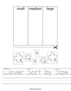 Clover Sort by Size Handwriting Sheet