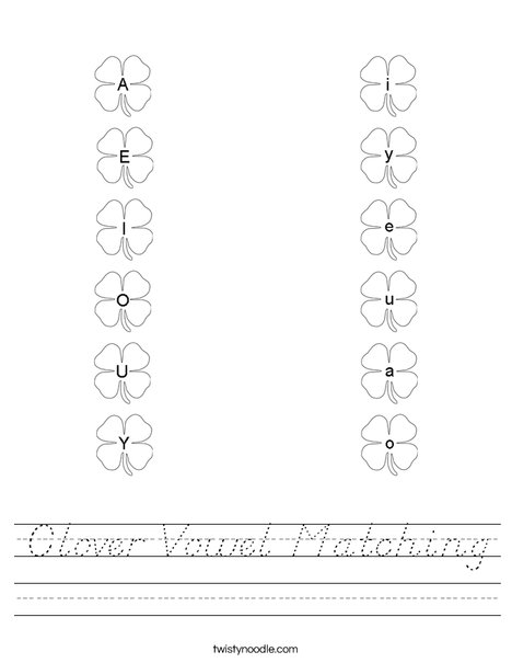 Shamrock Vowel Matching Worksheet