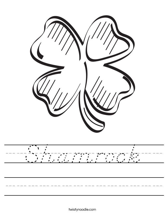 Shamrock Worksheet - D'Nealian - Twisty Noodle