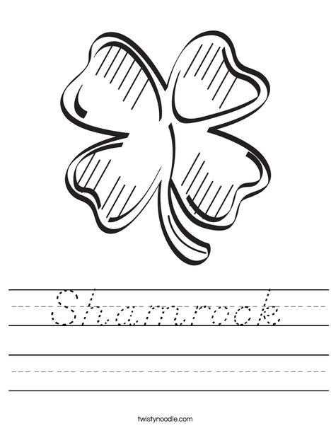 Shamrock Worksheet - D'Nealian - Twisty Noodle
