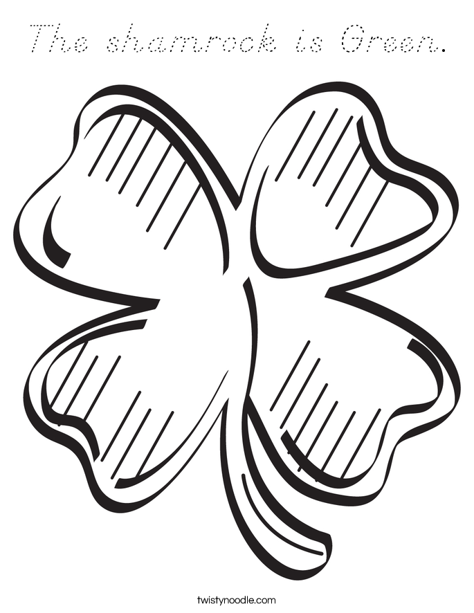 The shamrock is Green. Coloring Page