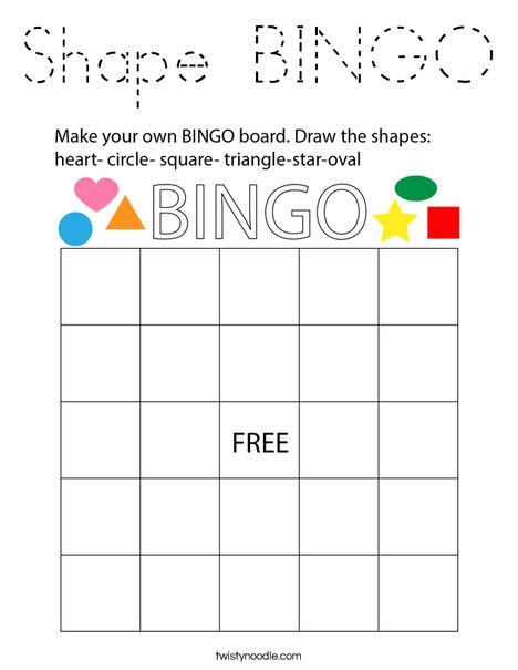 Shape Bingo Coloring Page