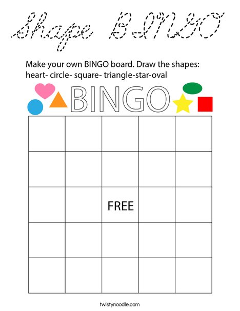 Shape Bingo Coloring Page