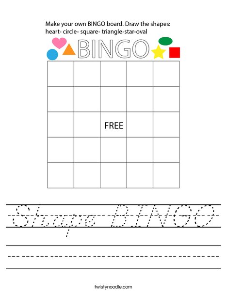 Shape Bingo Worksheet