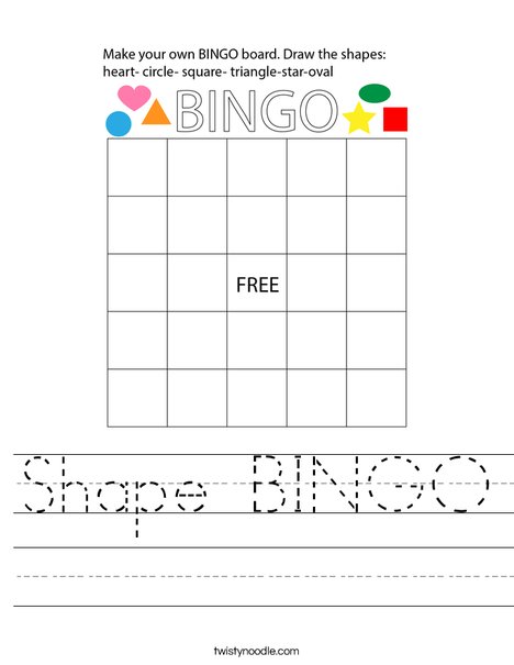 Shape Bingo Worksheet