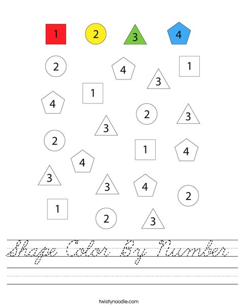 Shape Color By Number Worksheet
