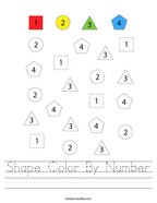 Shape Color By Number Handwriting Sheet