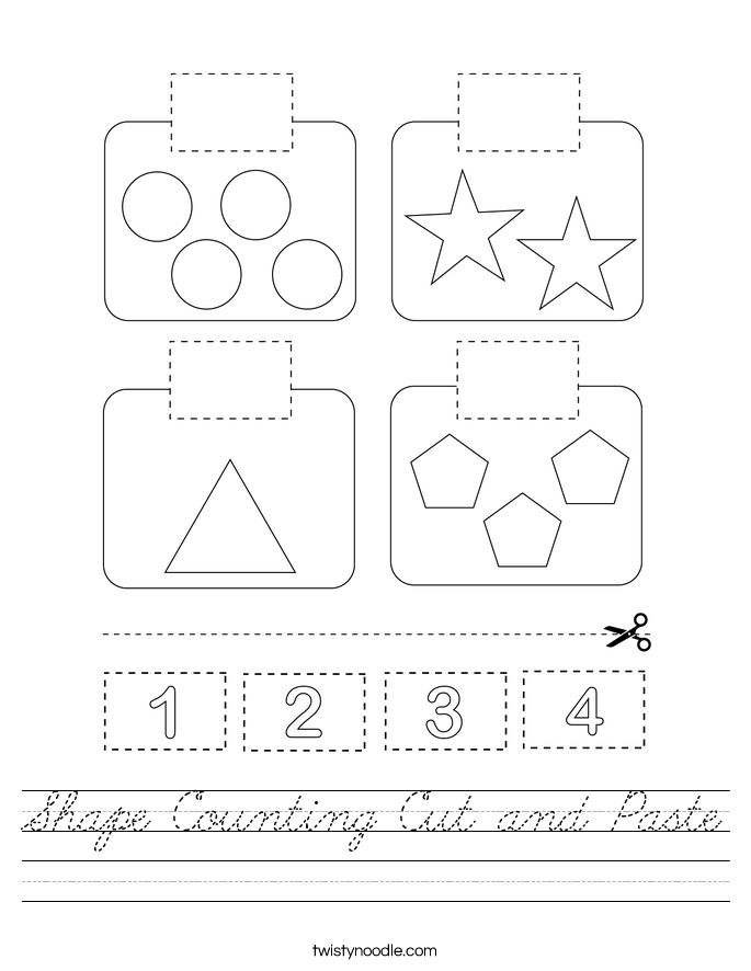 Shape Counting Cut and Paste Worksheet