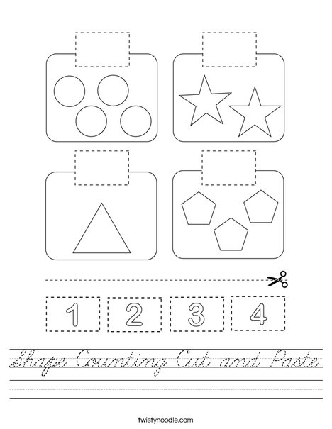 Shape Counting Cut and Paste Worksheet