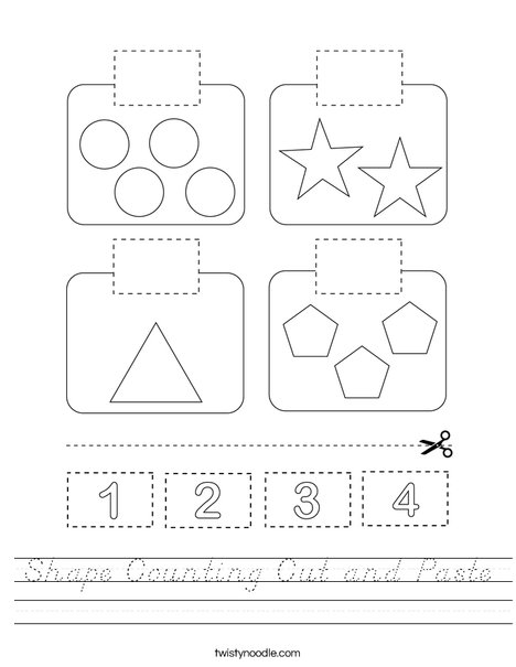 Shape Counting Cut and Paste Worksheet