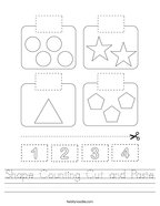 Shape Counting Cut and Paste Handwriting Sheet