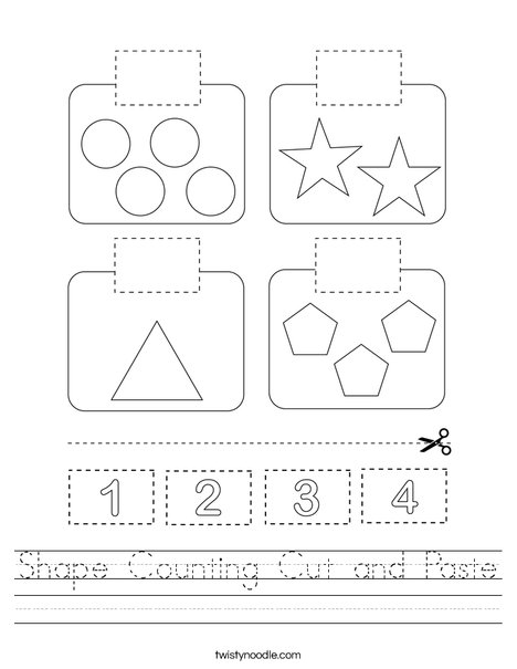 Shape Counting Cut and Paste Worksheet