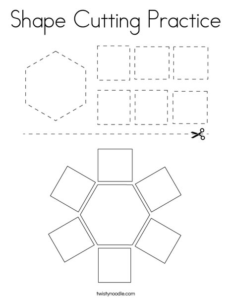 Shape Cutting Practice Coloring Page