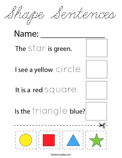 Shape Sentences Coloring Page