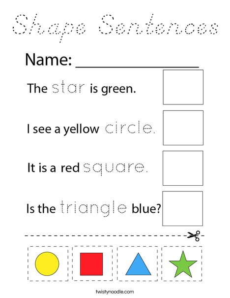 Shape Sentences Coloring Page