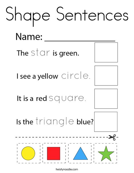 Shape Sentences Coloring Page