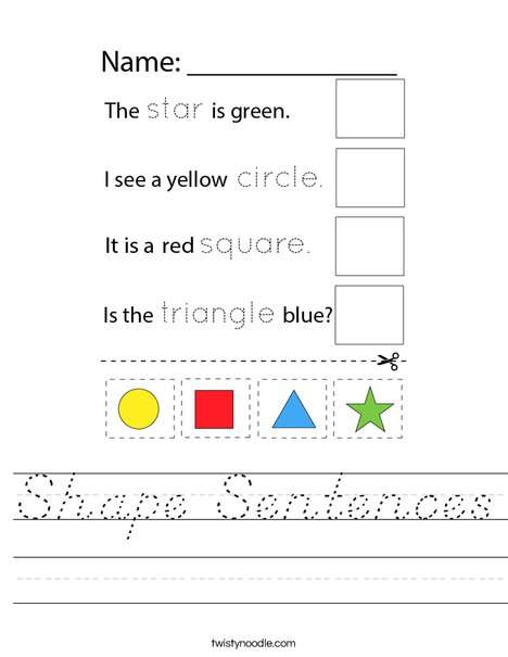 Shape Sentences Worksheet