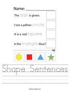 Shape Sentences Handwriting Sheet