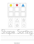 Shape Sorting Handwriting Sheet