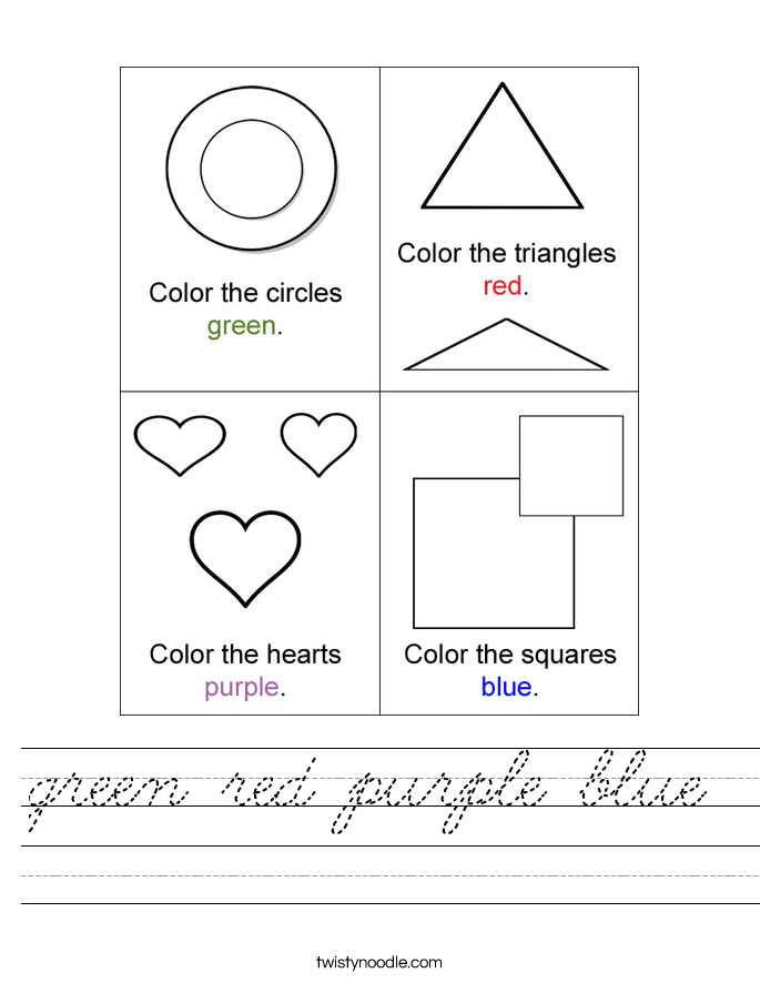 green red purple blue Worksheet