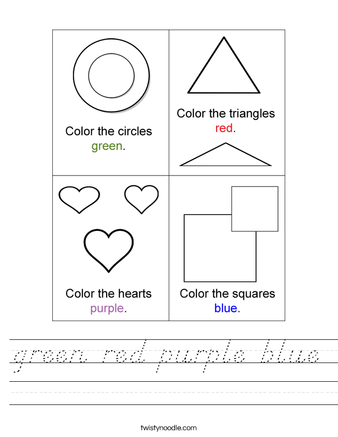 green red purple blue Worksheet