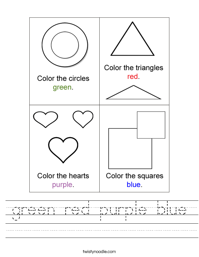 green red purple blue Worksheet