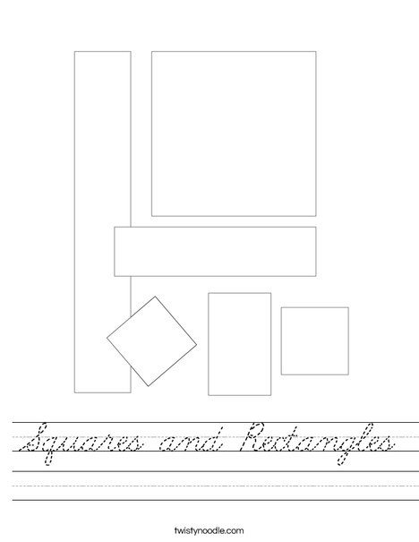 Squares and Rectangles Worksheet - Cursive - Twisty Noodle