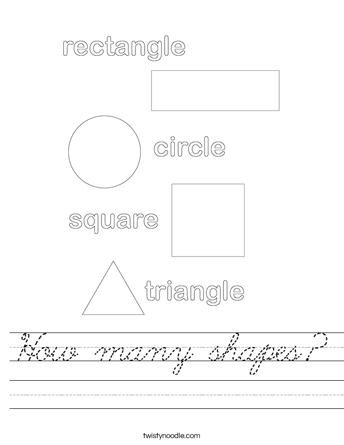 how many shapes worksheet cursive twisty noodle