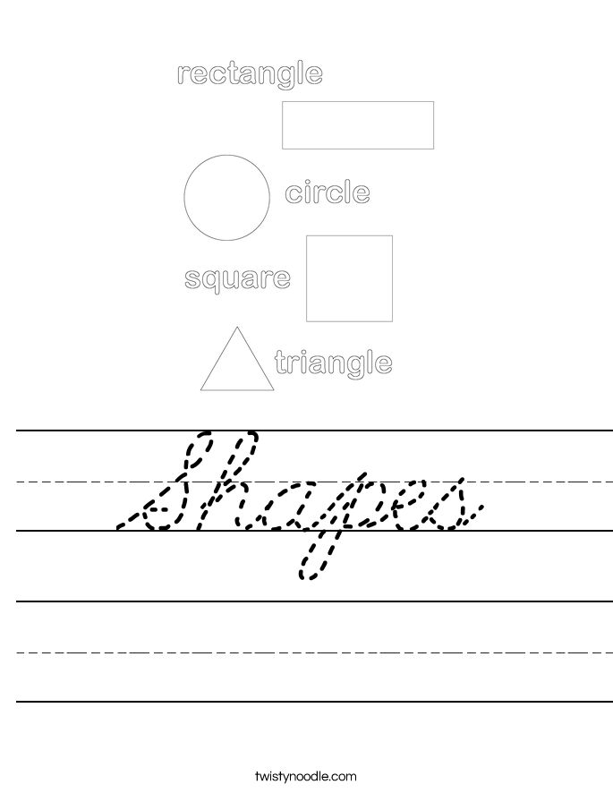 Shapes Worksheet Cursive Twisty Noodle 5100