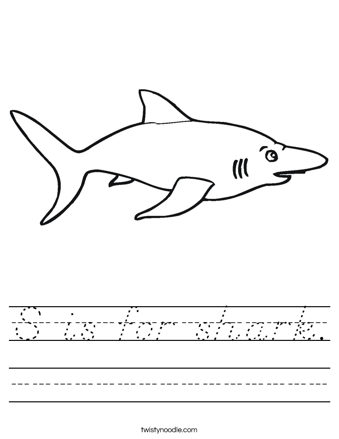 S is for shark. Worksheet