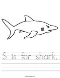S is for shark. Worksheet