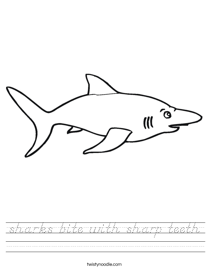 sharks bite with sharp teeth Worksheet