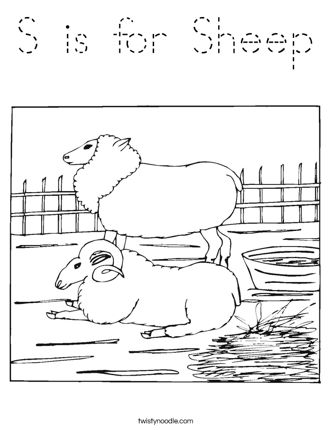 S is for Sheep Coloring Page