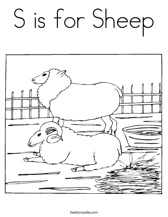 S is for Sheep Coloring Page