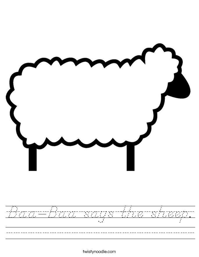 Baa-Baa says the sheep. Worksheet