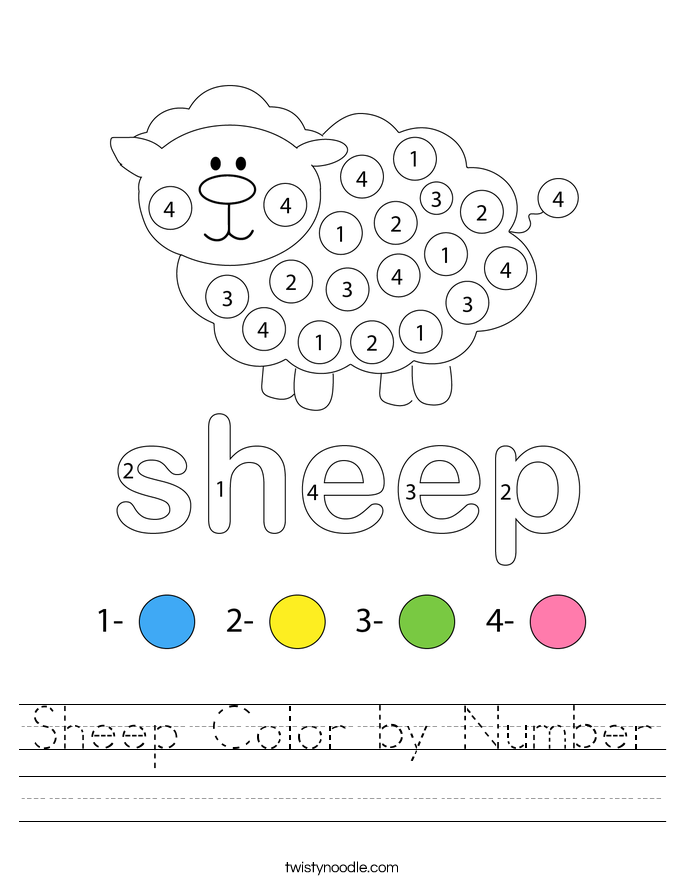Sheep Color by Number Worksheet