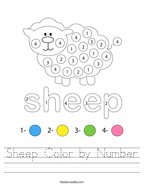 Sheep Color by Number Handwriting Sheet