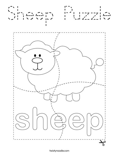 Sheep Puzzle Coloring Page