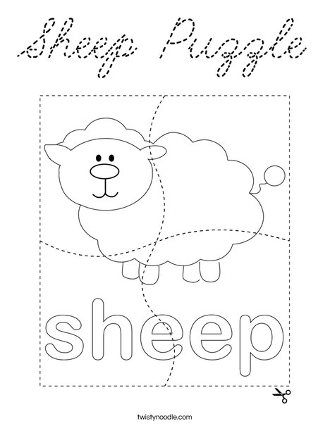 Sheep Puzzle Coloring Page