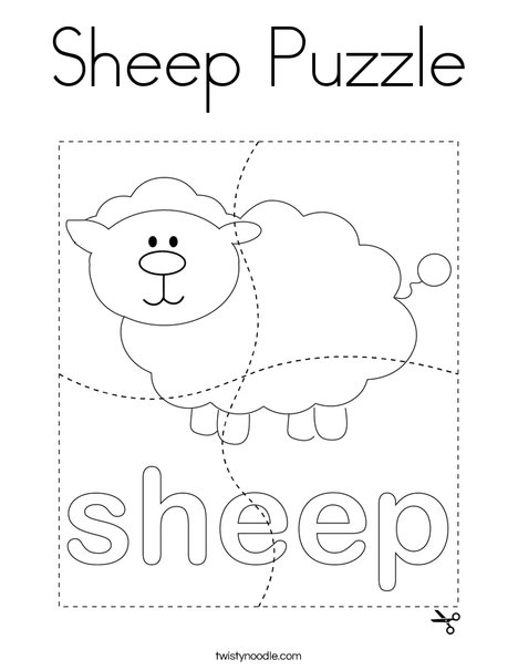 Sheep Puzzle Coloring Page