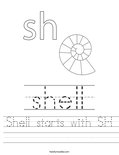 Shell starts with SH Worksheet