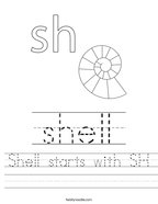 Shell starts with SH Handwriting Sheet