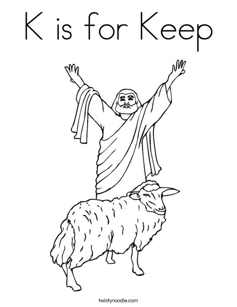 Shepherd with Sheep Coloring Page