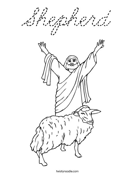 Shepherd with Sheep Coloring Page